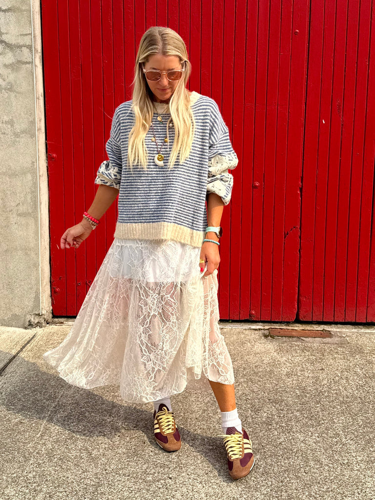 Asymmetrical lace skirt
