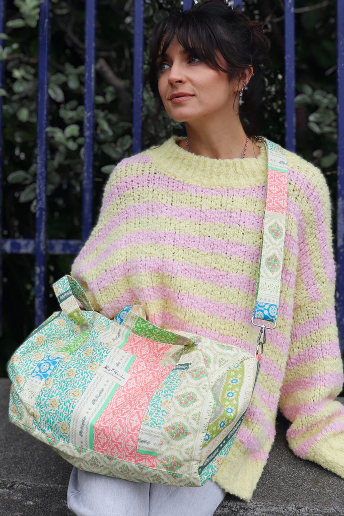 Patchwork mini duffle bag (green)