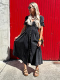 Button down denim dress (Black)