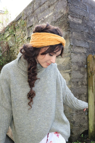 Cable knit headband (Mustard)