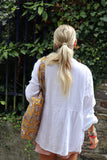 Crochet insert peasant blouse (White)