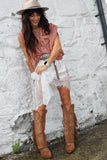 Knee high western fringe boots