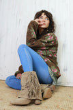 Taupe fringe boots