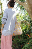 Silky lace trim jumper (Grey)