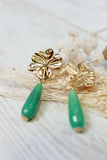 Aqua stone flower earrings (Gold)