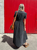 Button down denim dress (Black)