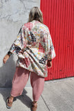 Patchwork silky kimono