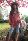 Embroidered rose peasant blouse