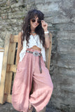 Pink linen balloon trousers