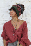 Multiway stripe beanie (Khaki)