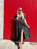 Button down denim dress (Black)