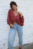 Ruffle sleeve knot detail jumper (Rust)
