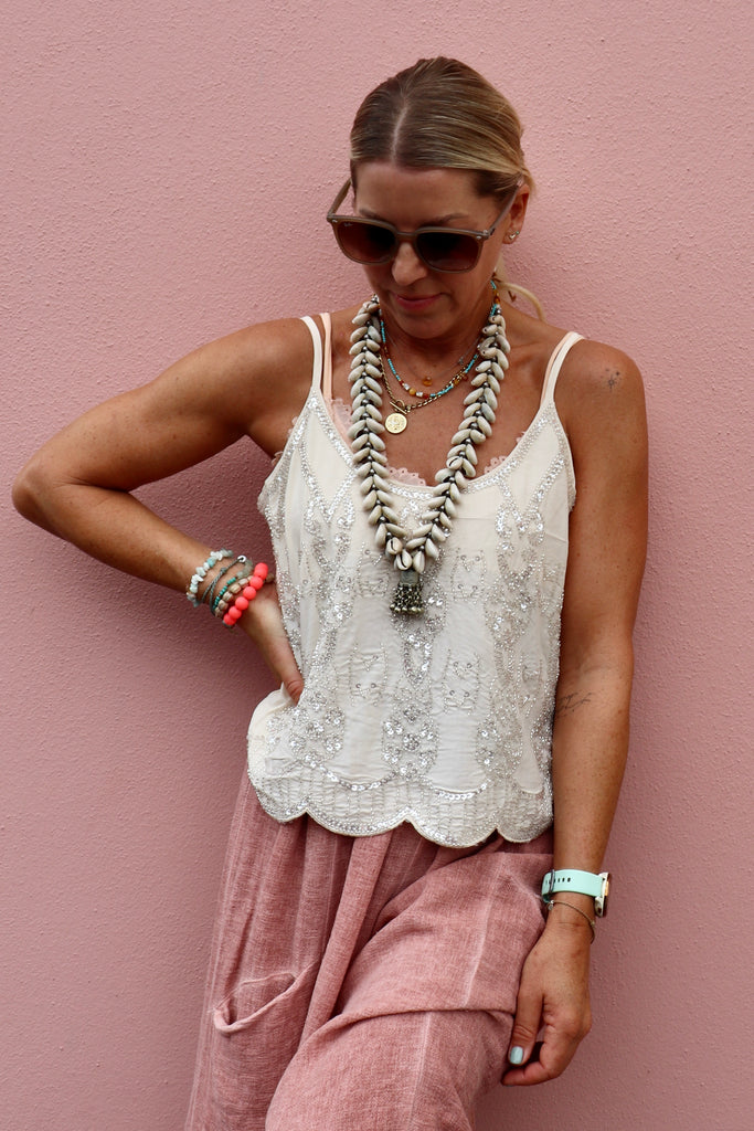 Champagne beaded cami