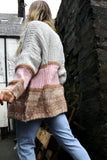 Speckle knit striped cardigan