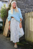 Ruffle sleeve knot detail jumper (Blue)