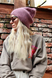 Mauve sequin knit beanie