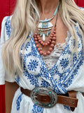Floral embroidered border dress