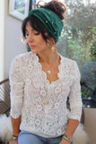 Paisley lace long sleeve tee