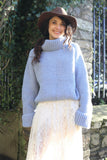 Waffle knit polo neck jumper