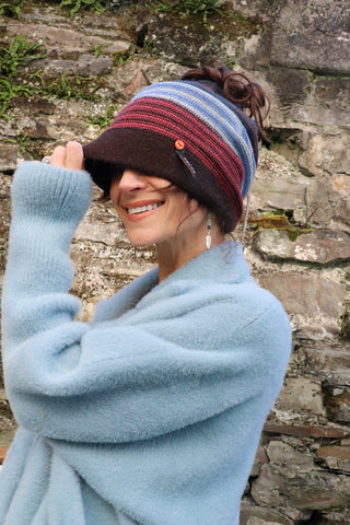 Multiway stripe beanie (Blue)