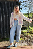Cheese cloth floral embroidered kimono