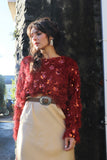 Sequin and feather detail top (Rust)