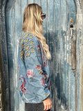 Embroidered embellished denim jacket