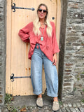 Crochet insert peasant blouse (Rust)