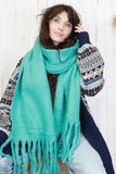Soft knit tassel scarf (Turquoise)