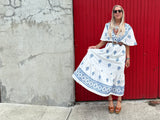 Floral embroidered border dress