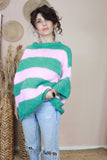 Pastel pink and green jumper