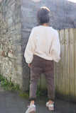 Side zip jeans chocolate brown