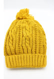 Mustard pom pom beanie