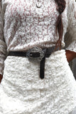 Ornate floral buckle belt (Brown)