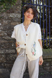 Floral embroidered knit waistcoat