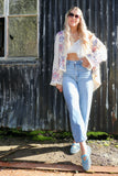 Cheese cloth floral embroidered kimono