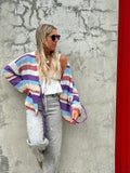 Striped tie front cardigan