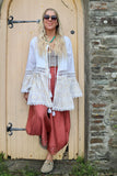 Embroidered crochet trim tiered kimono