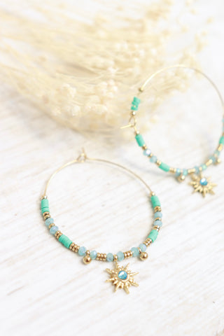 Sun beaded hoops (Gold)