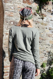 Button detail long sleeve tee (Khaki)