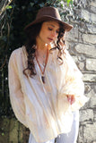 Embroidered silky peasant blouse