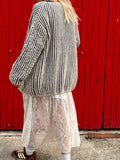 Grey sequin stripe cardigan