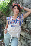 Embroidered frill sleeve blouse