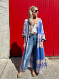 Floral border kimono dress