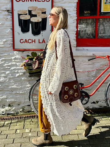 Long crochet kimono cardigan