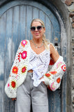 Pink floral crochet cardigan
