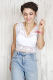 Longline Lace bralette (White)