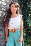 Floral embroidered crop top