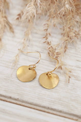 Brushed round earrings (Gold)