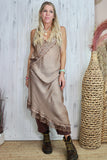 Asymmetrical Lace trim dress (Bronze)